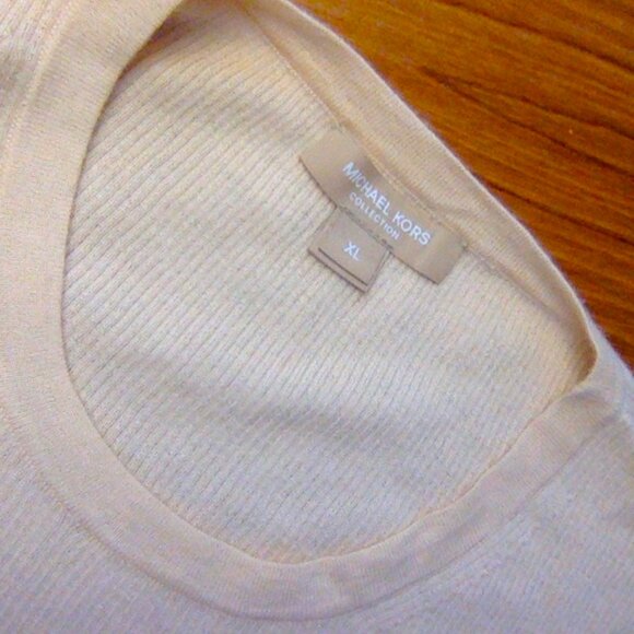 Michael Kors Collection Featherweight Cashmere Sweater, XL, Peach - Picture 2 of 2